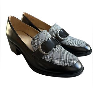 Naturalizer Pascal Black Brush-Off Leather/Fabric, Womens Size 10W. NWOT